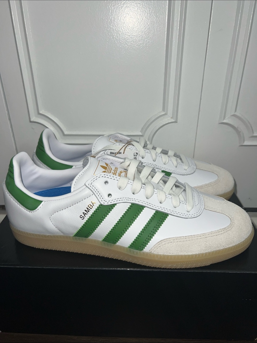Adidas Sambas ADV, Cloud White/Crew Green/Gum, Size: 8.5
